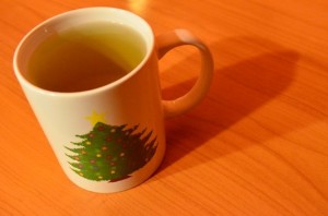 sea buckthorn tea in my Christmas mug